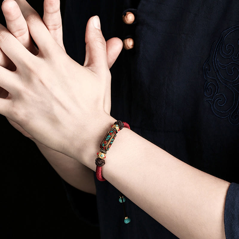 Bracelet unisexe tibétain turquoise Om Mani Padme Hum Strength