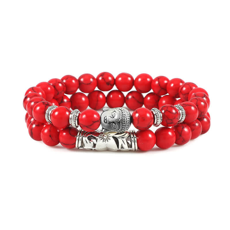 Ensemble de bracelets de protection unisexes œil de tigre et turquoise rouge