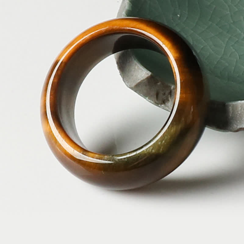 Bague unisexe en œil de tigre pour plus de force et de protection (16-21 mm)