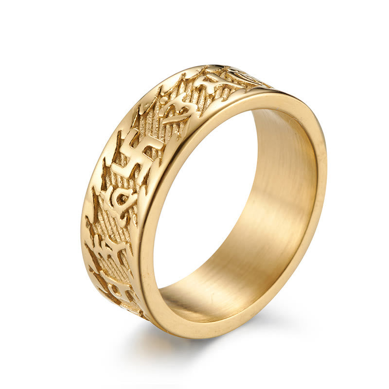 Bague unisexe en acier titane Om Mani Padme Hum - Symbolisme des six mots