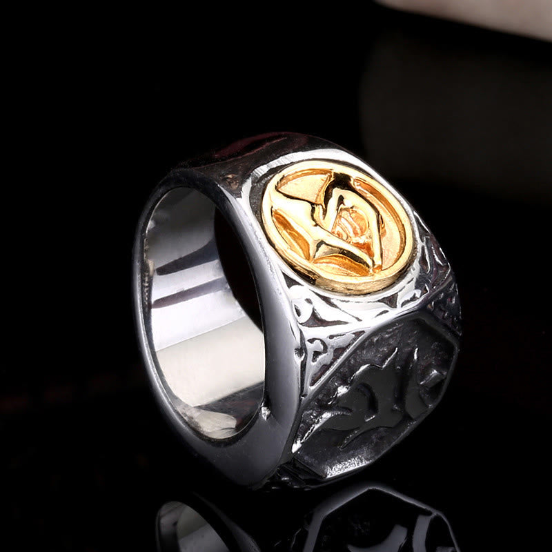 Bague unisexe en acier titane, symbole d'équilibre spirituel, avec épée sanskrite