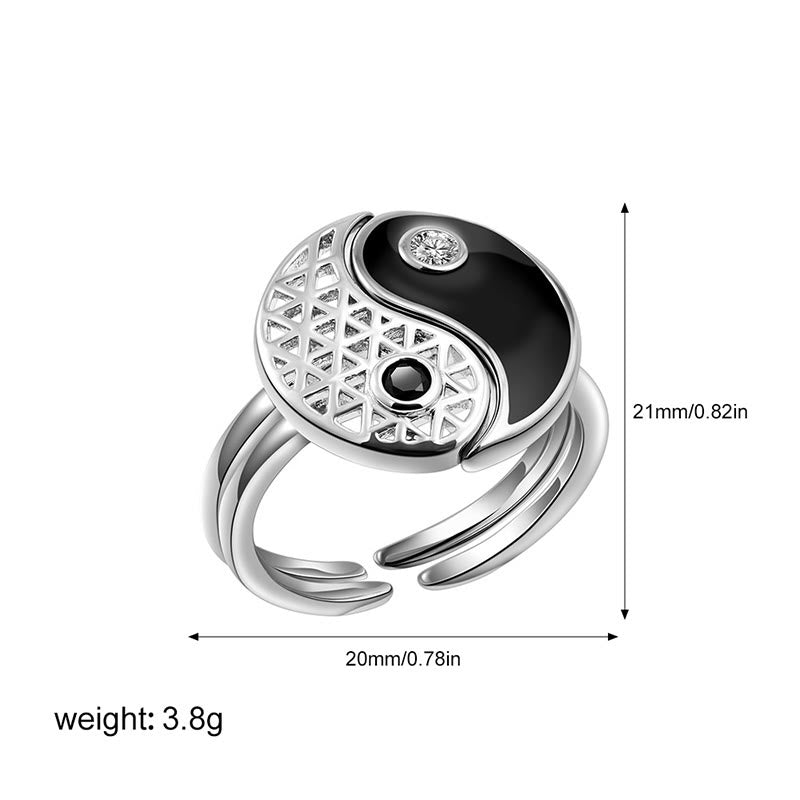 Bague de couple unisexe en acier titane avec motif Yin et Yang