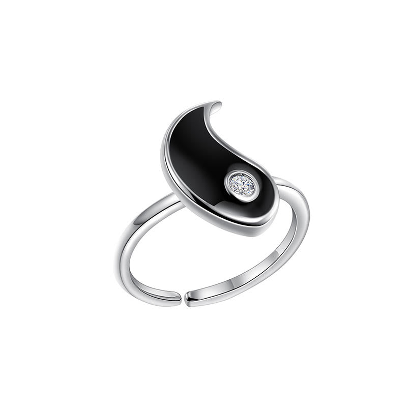 Bague de couple unisexe en acier titane avec motif Yin et Yang