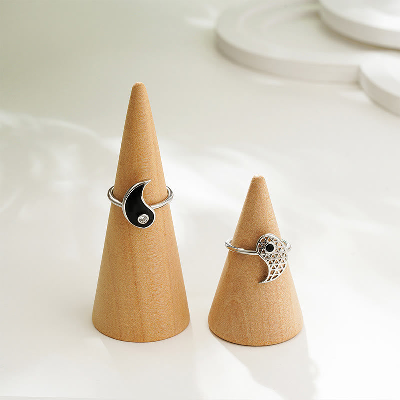 Bague de couple unisexe en acier titane avec motif Yin et Yang