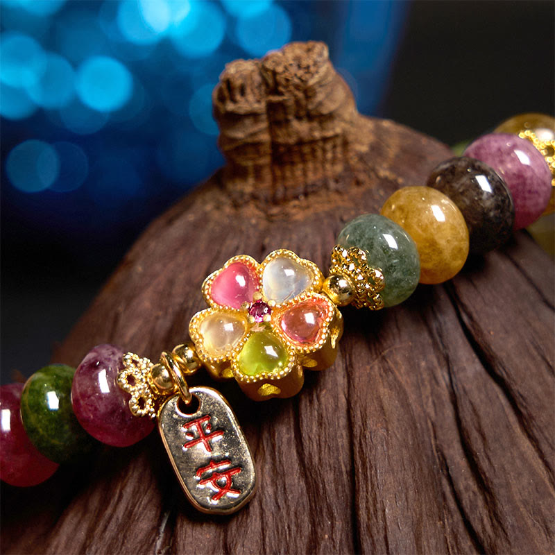 Bracelet unisexe en jade tourmaline Safe &amp; Well Love 14-16 cm