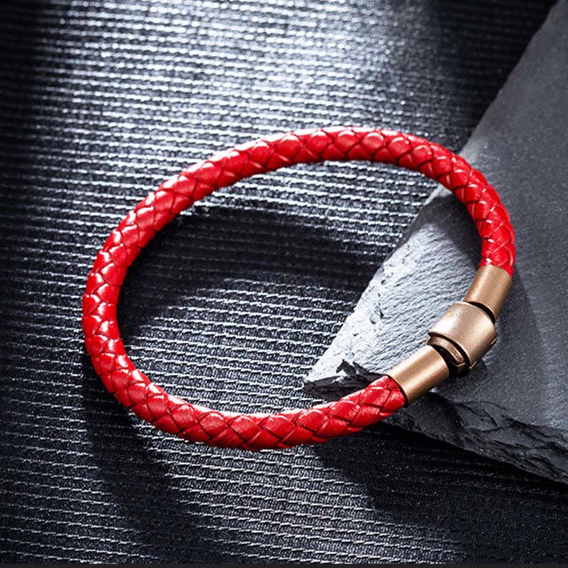 Bracelet porte-bonheur unisexe vintage en corde rouge, corde en cuir de 4 à 5 mm