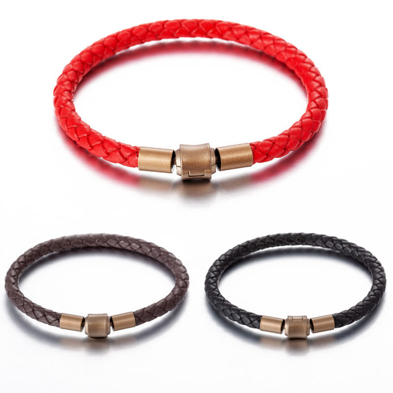 Bracelet porte-bonheur unisexe vintage en corde rouge, corde en cuir de 4 à 5 mm