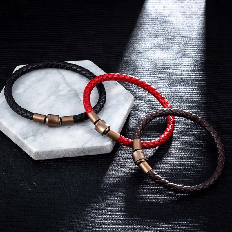 Bracelet porte-bonheur unisexe vintage en corde rouge, corde en cuir de 4 à 5 mm
