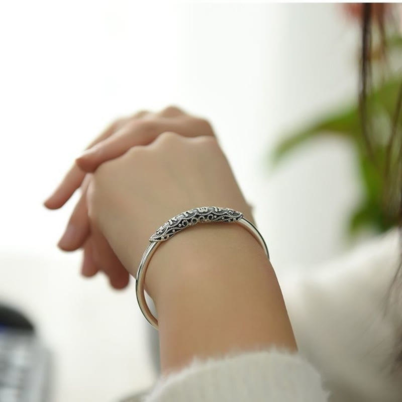 Bracelet manchette unisexe en cuivre blanc Om Mani Padme Hum Peace