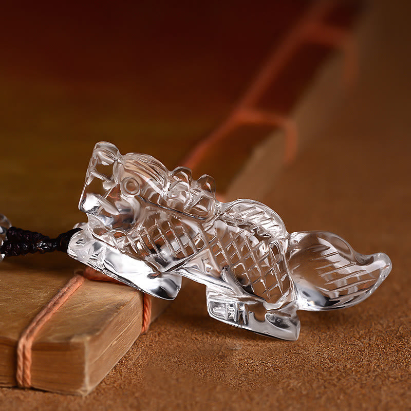 Collier unisexe de protection du zodiaque chinois en cristal blanc