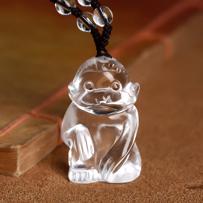 Collier unisexe de protection du zodiaque chinois en cristal blanc