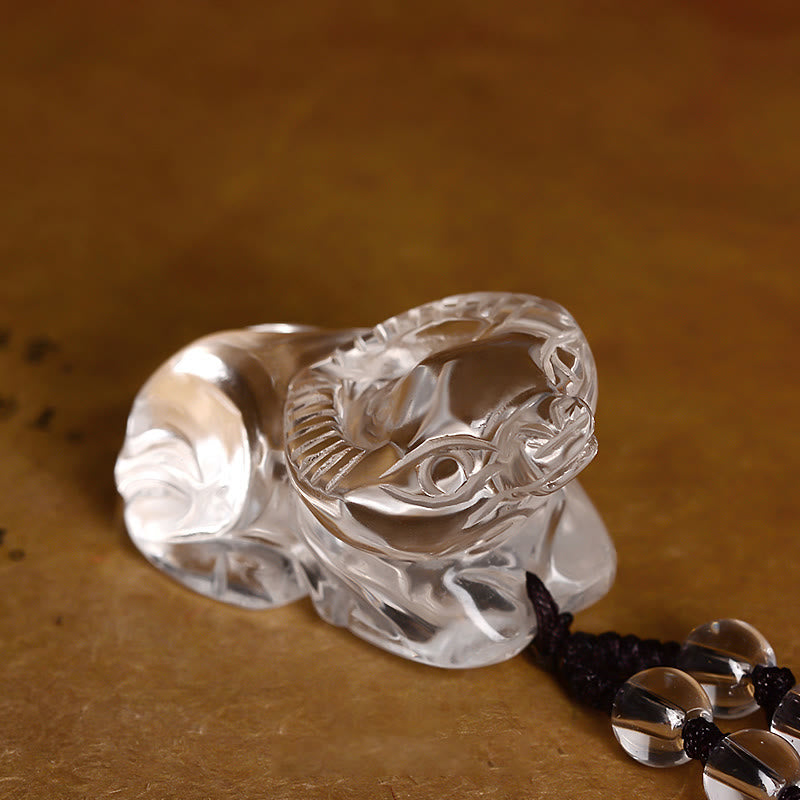 Collier unisexe de protection du zodiaque chinois en cristal blanc