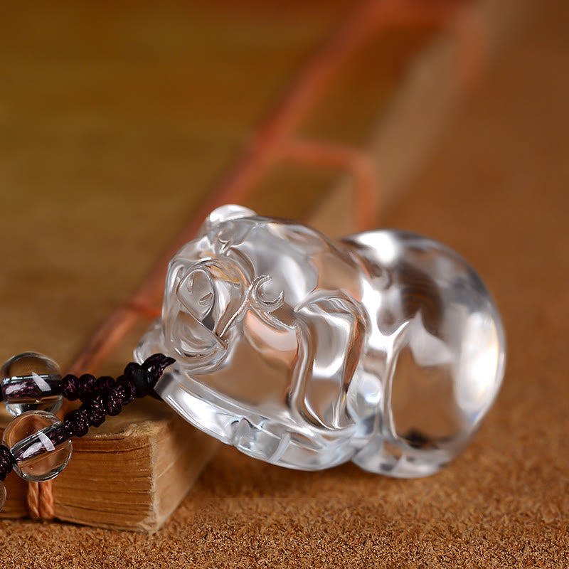 Collier unisexe de protection du zodiaque chinois en cristal blanc
