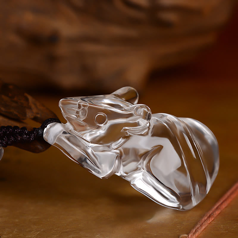 Collier unisexe de protection du zodiaque chinois en cristal blanc