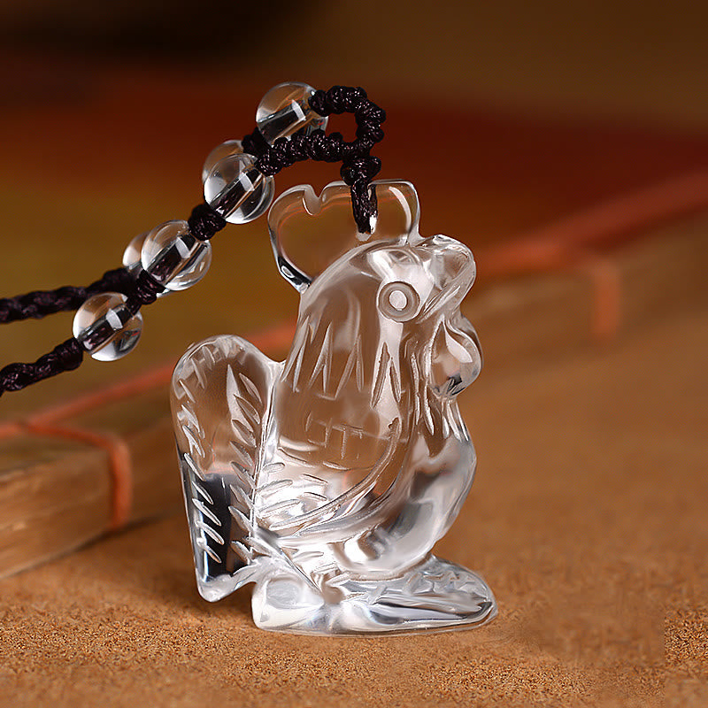 Collier unisexe de protection du zodiaque chinois en cristal blanc