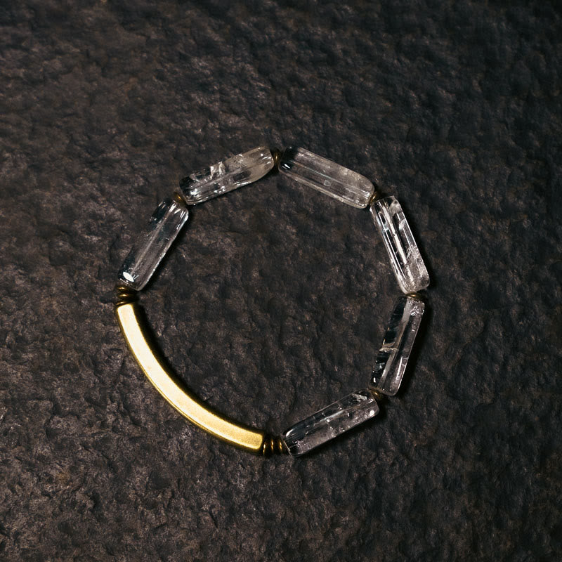 Bracelet unisexe en cuivre et cristal blanc pour la chance et l'énergie de guérison