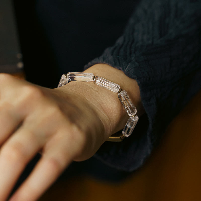 Bracelet unisexe en cuivre et cristal blanc pour la chance et l'énergie de guérison