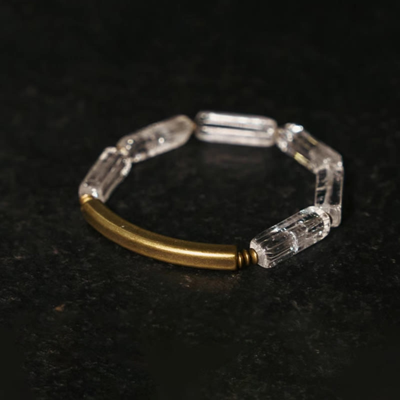 Bracelet unisexe en cuivre et cristal blanc pour la chance et l'énergie de guérison