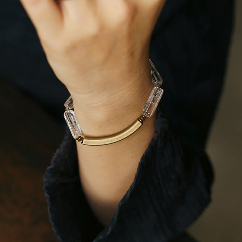 Bracelet unisexe en cuivre et cristal blanc pour la chance et l'énergie de guérison