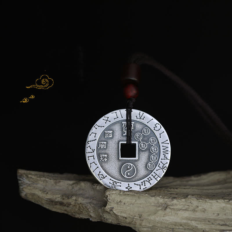 Collier pendentif unisexe Yin Yang en cuivre blanc et argent - Symbole d'équilibre