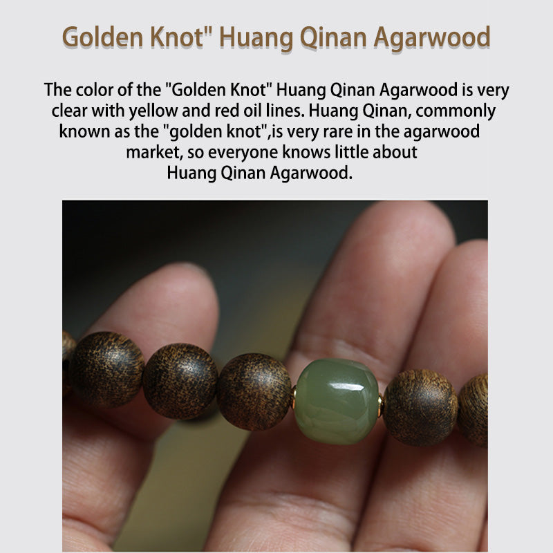 Bracelet de paix en bois d'agar Huang Qinan et jade Hetian du Vietnam