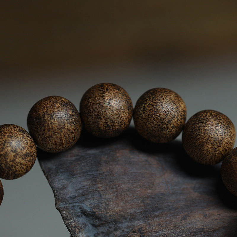 Bracelet de paix en bois d'agar Huang Qinan et jade Hetian du Vietnam