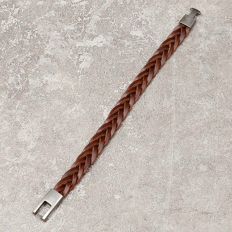 Bracelet vintage en cuir tressé de 18 à 20 cm