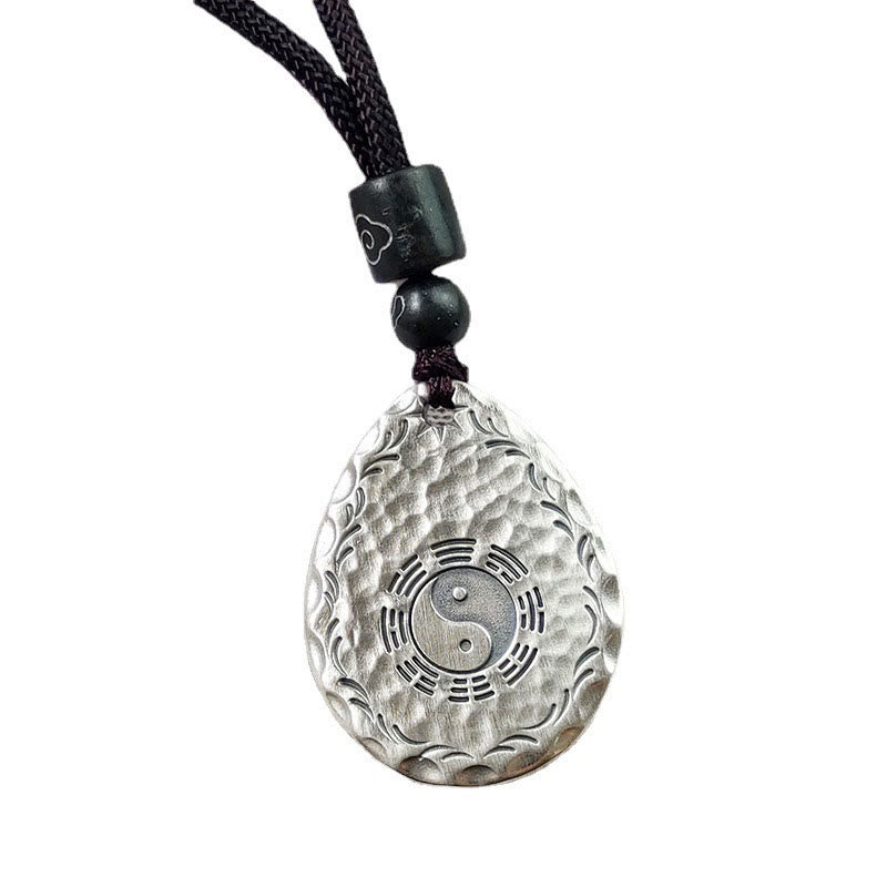 Collier pendentif vintage Yin Yang Bagua en argent sterling 999 - Équilibre et harmonie
