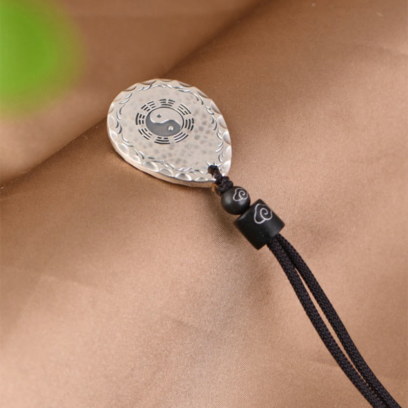 Collier pendentif vintage Yin Yang Bagua en argent sterling 999 - Équilibre et harmonie