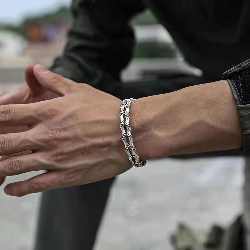Bracelet manchette porte-bonheur vintage en bambou | Bracelet spirituel en cuivre
