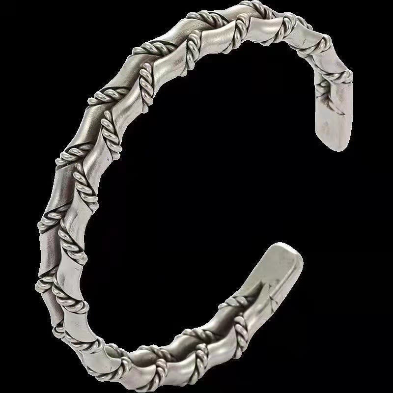 Bracelet manchette porte-bonheur vintage en bambou | Bracelet spirituel en cuivre