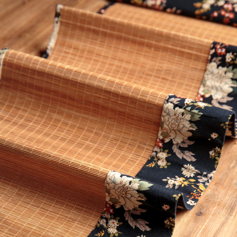 Dessous de verre vintage en bambou 35 x 100 cm | Dessous de verre pivoine