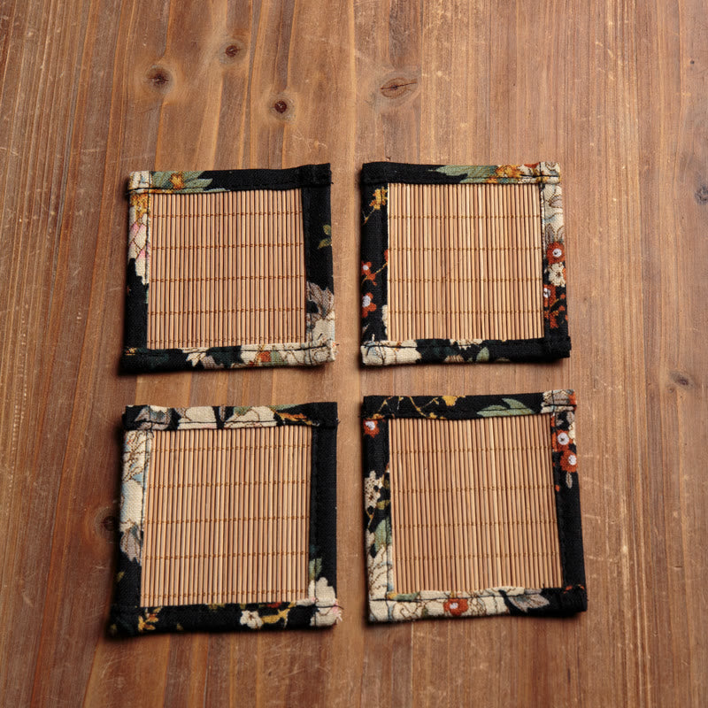 Dessous de verre vintage en bambou 35 x 100 cm | Dessous de verre pivoine