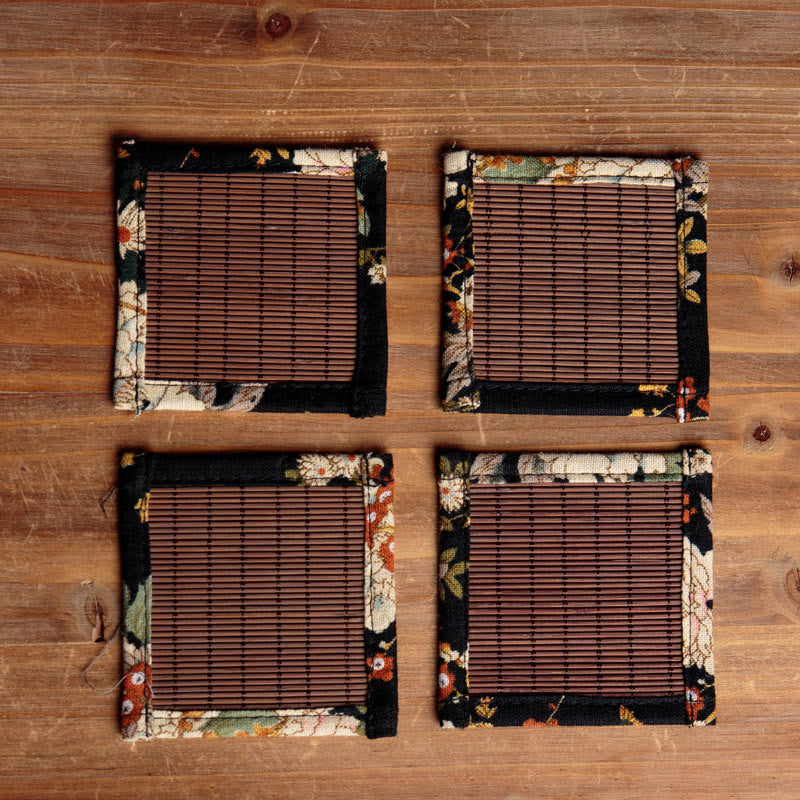 Dessous de verre vintage en bambou 35 x 100 cm | Dessous de verre pivoine