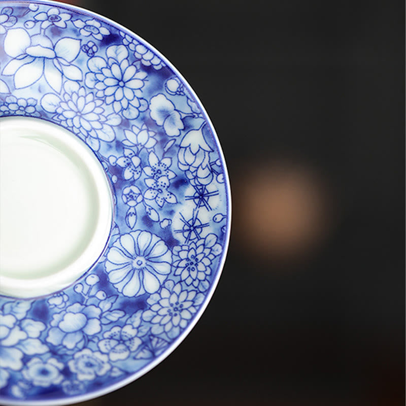 Service à thé Gaiwan vintage en porcelaine bleu blanc 150 ml Méditation