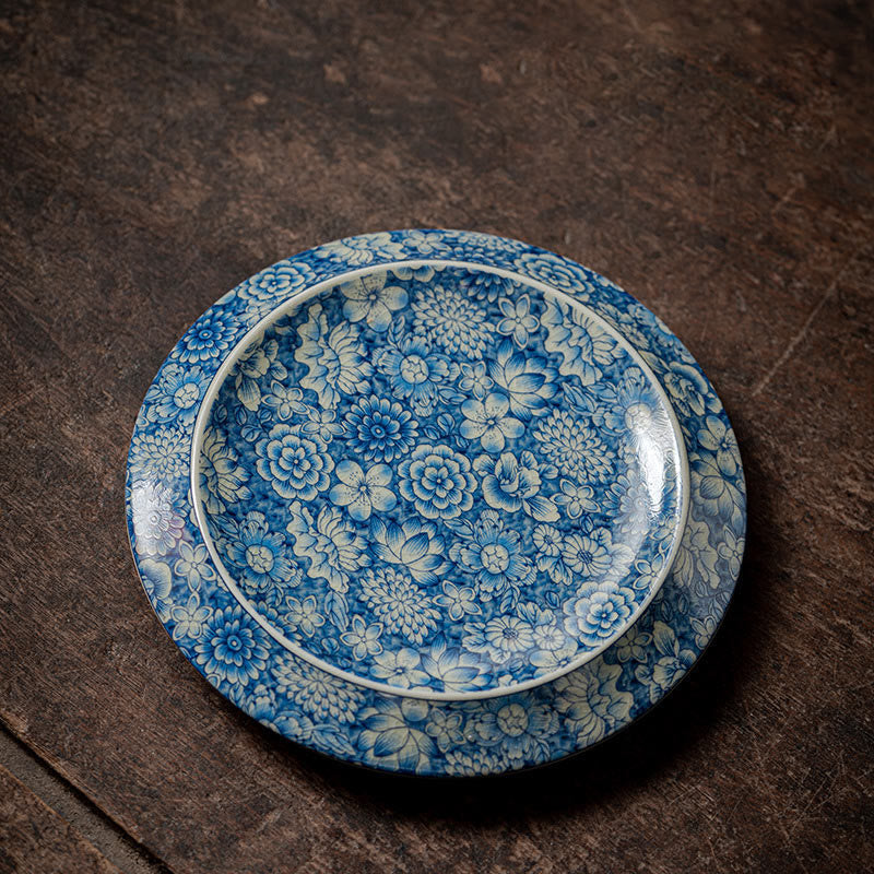Tasse à thé Gaiwan vintage en porcelaine bleu blanc avec couvercle 150 ml