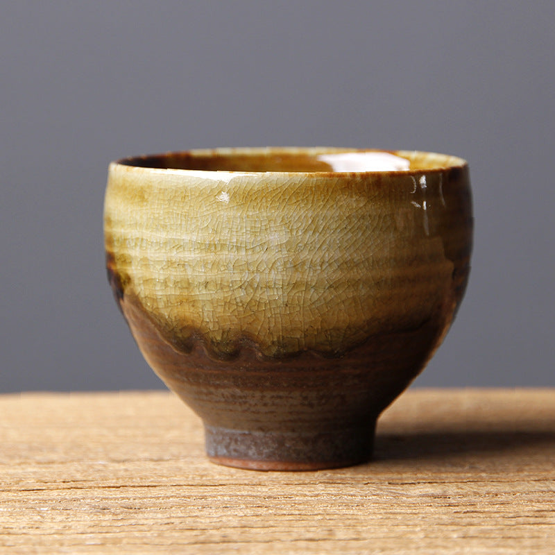 Tasse à thé vintage en céramique marron beige avec changement de four pour la méditation