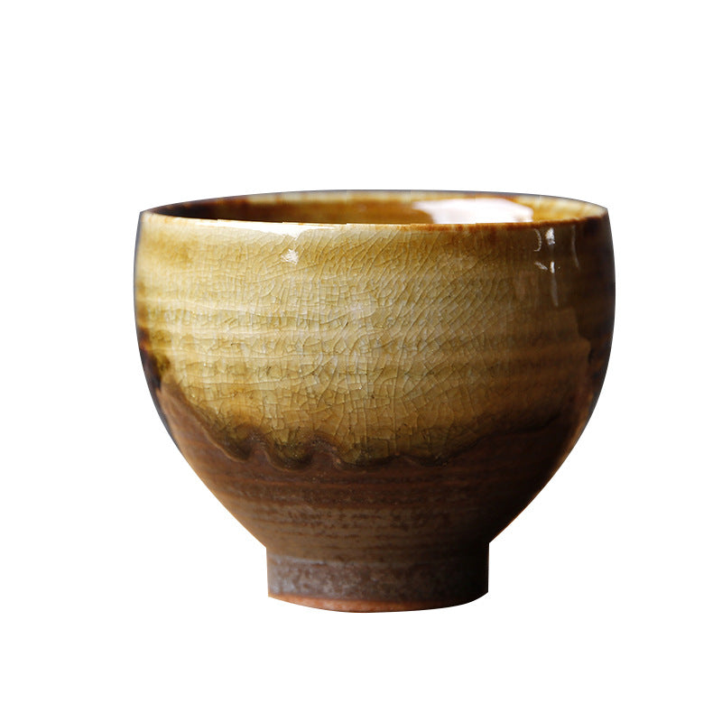 Tasse à thé vintage en céramique marron beige avec changement de four pour la méditation