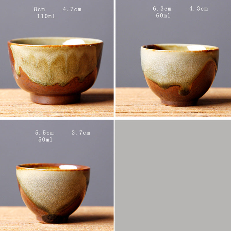 Tasse à thé vintage en céramique marron beige avec changement de four pour la méditation