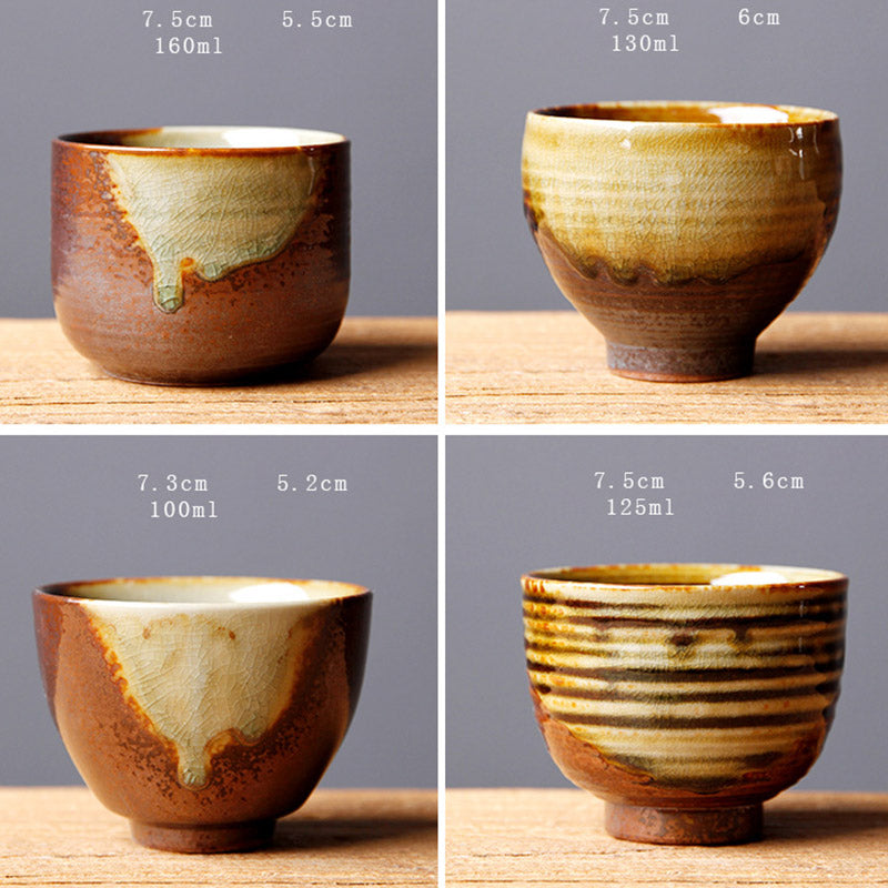 Tasse à thé vintage en céramique marron beige avec changement de four pour la méditation