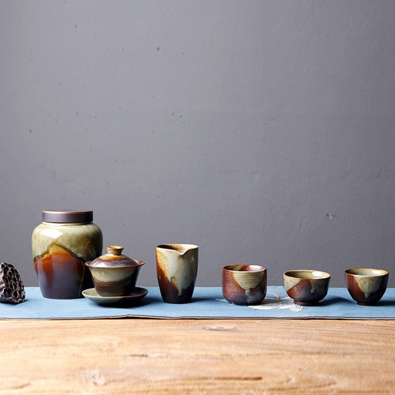 Tasse à thé vintage en céramique marron beige avec changement de four pour la méditation