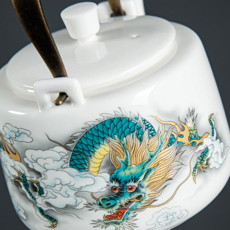 Théière Kung Fu vintage en céramique Dragon Mountain Fisherman 600 ml