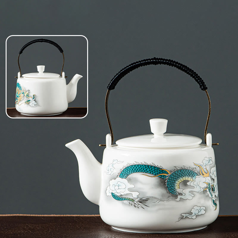 Théière Kung Fu vintage en céramique Dragon Mountain Fisherman 600 ml