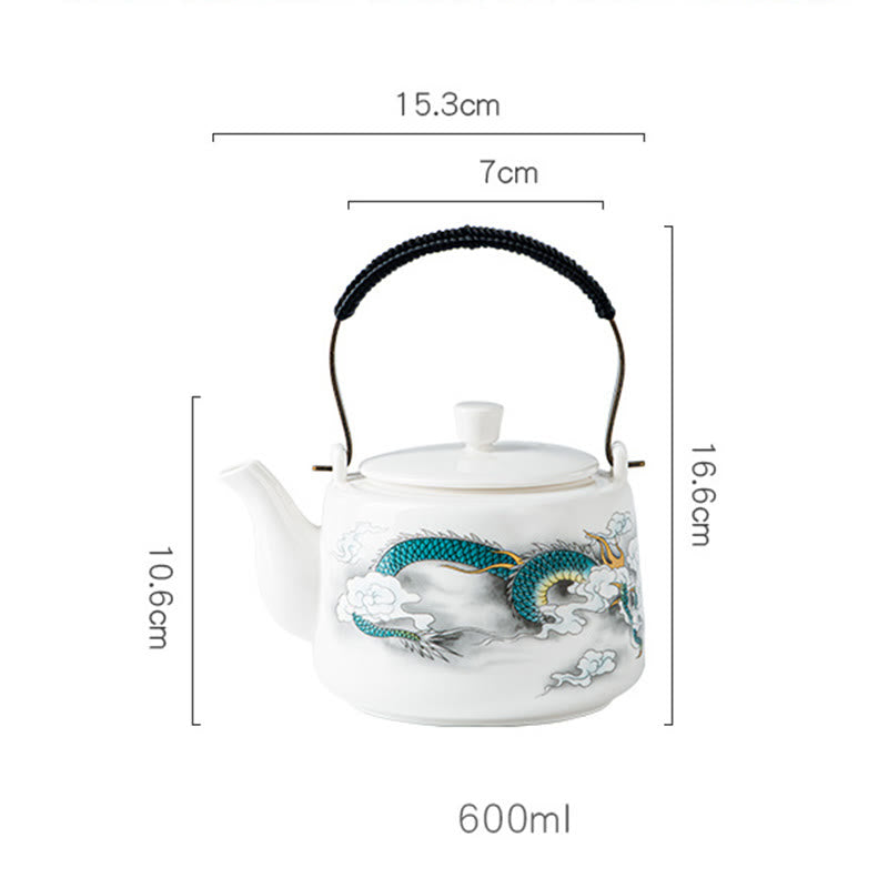 Théière Kung Fu vintage en céramique Dragon Mountain Fisherman 600 ml