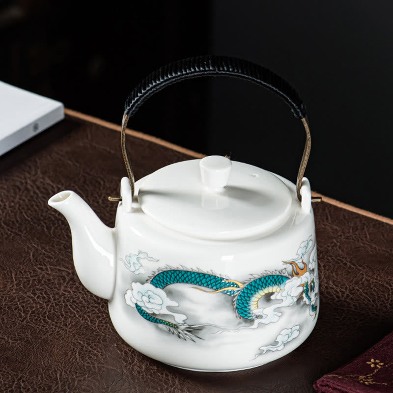 Théière Kung Fu vintage en céramique Dragon Mountain Fisherman 600 ml