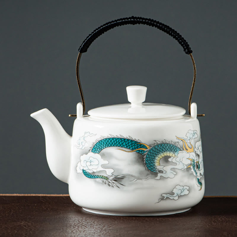 Théière Kung Fu vintage en céramique Dragon Mountain Fisherman 600 ml
