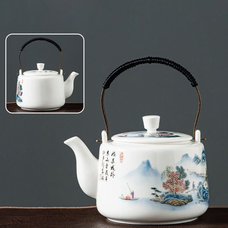 Théière Kung Fu vintage en céramique Dragon Mountain Fisherman 600 ml