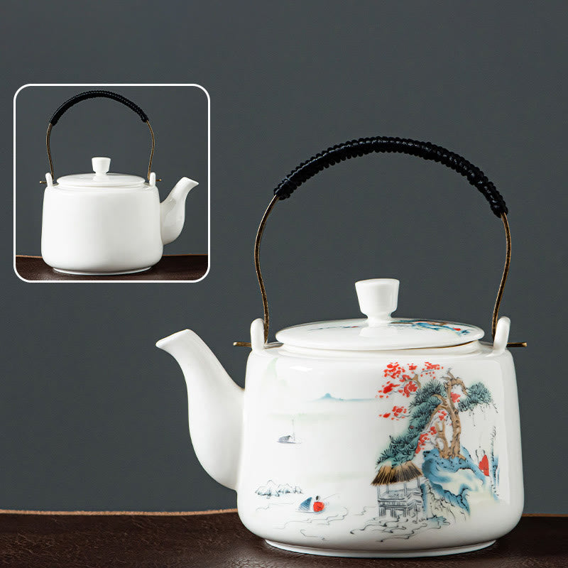 Théière Kung Fu vintage en céramique Dragon Mountain Fisherman 600 ml