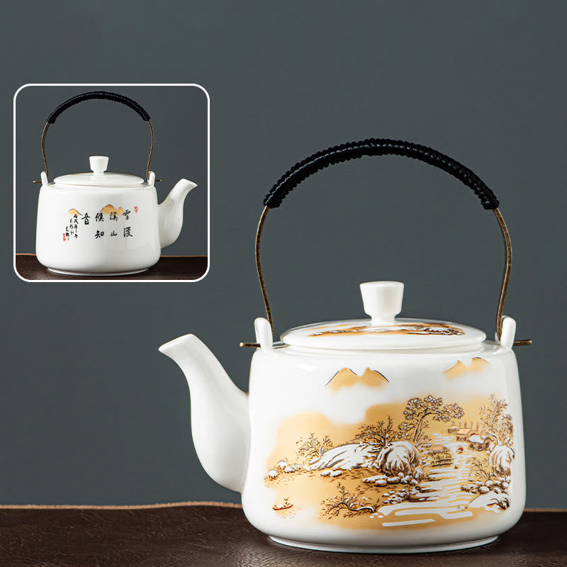 Théière Kung Fu vintage en céramique Dragon Mountain Fisherman 600 ml