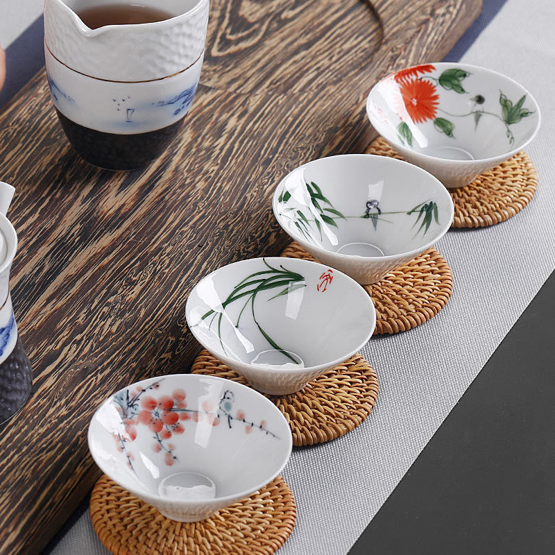 Tasse à thé Kung Fu vintage en céramique | Décor zen 60 ml